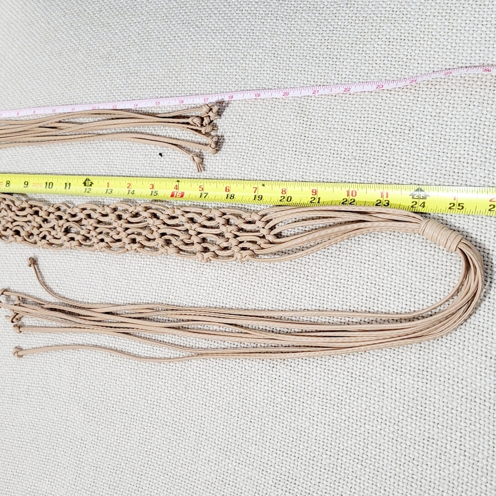 Southwest Boho Braided Leather & Fringe Belt - Picture 7 of 8